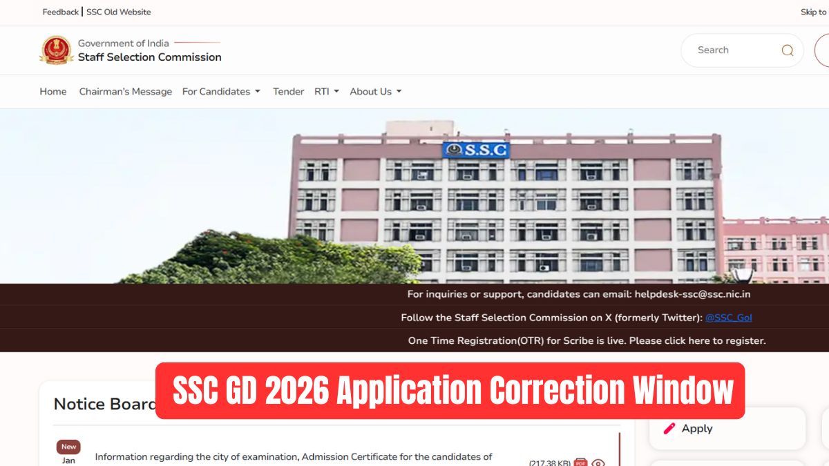 SSC GD 2026 Application Correction Window