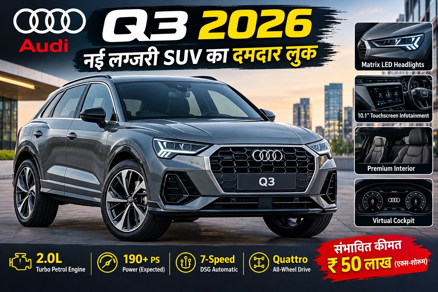Audi Q3 2026: नई लग्जरी SUV का दमदार लुक