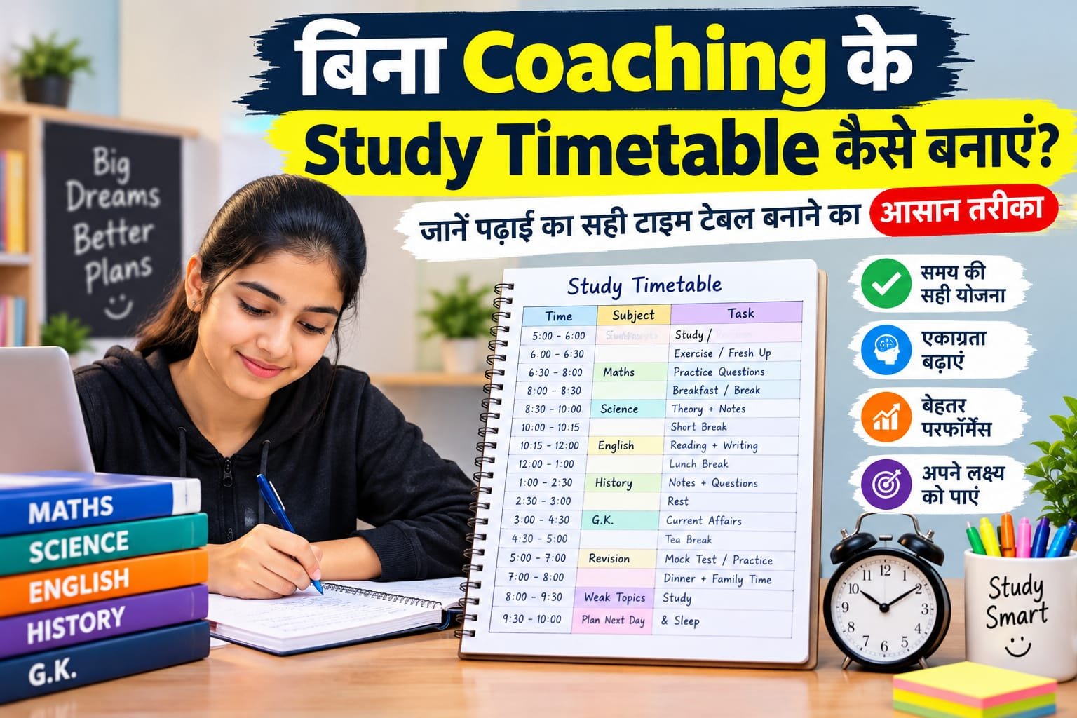 बिना Coaching के Study Timetable कैसे बनाएं?
