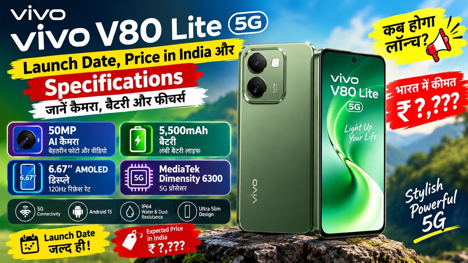 vivo V80 Lite 5G Launch Date, Price in India और Specifications