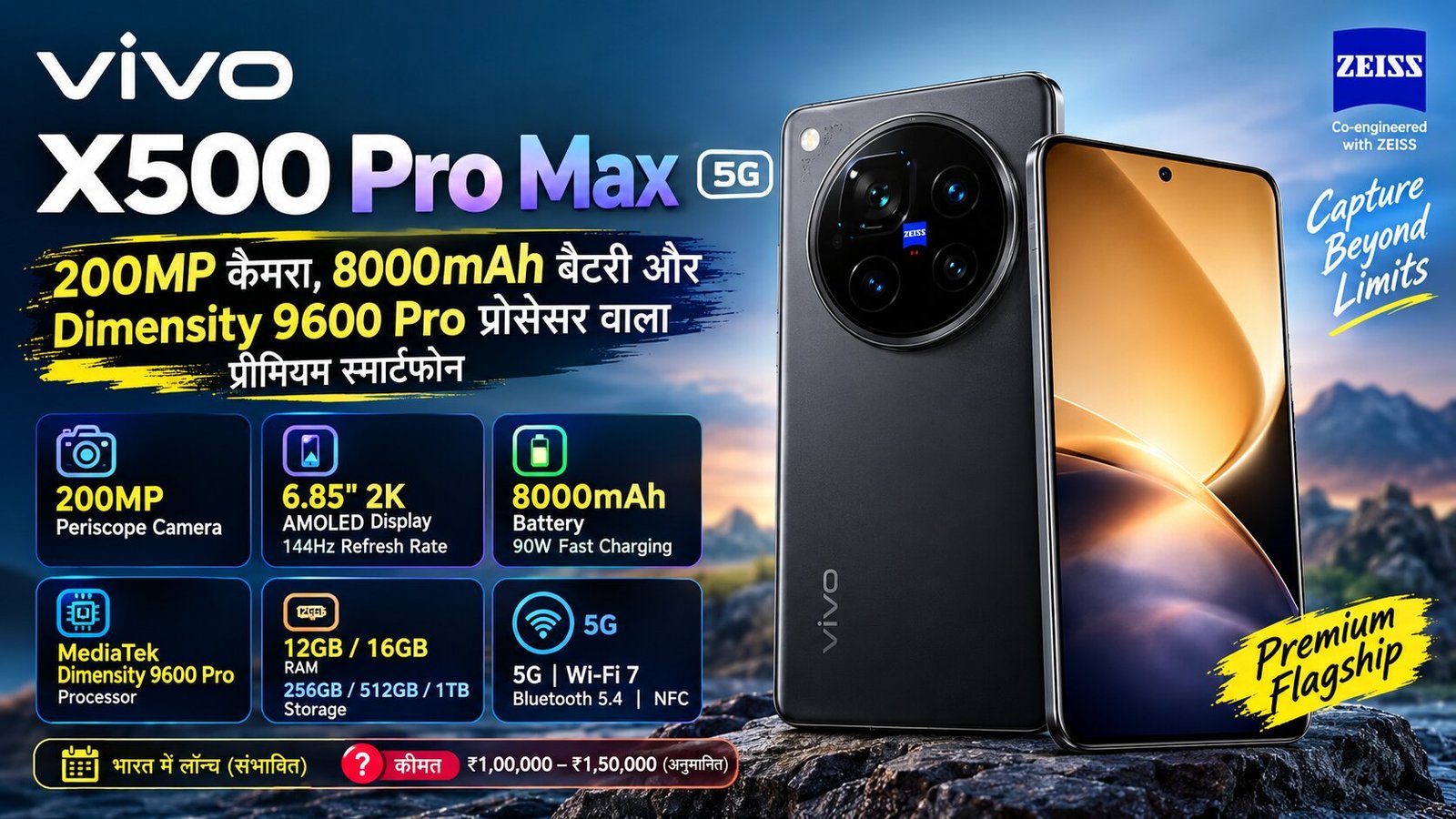 vivo X500 Pro Max: 200MP कैमरा