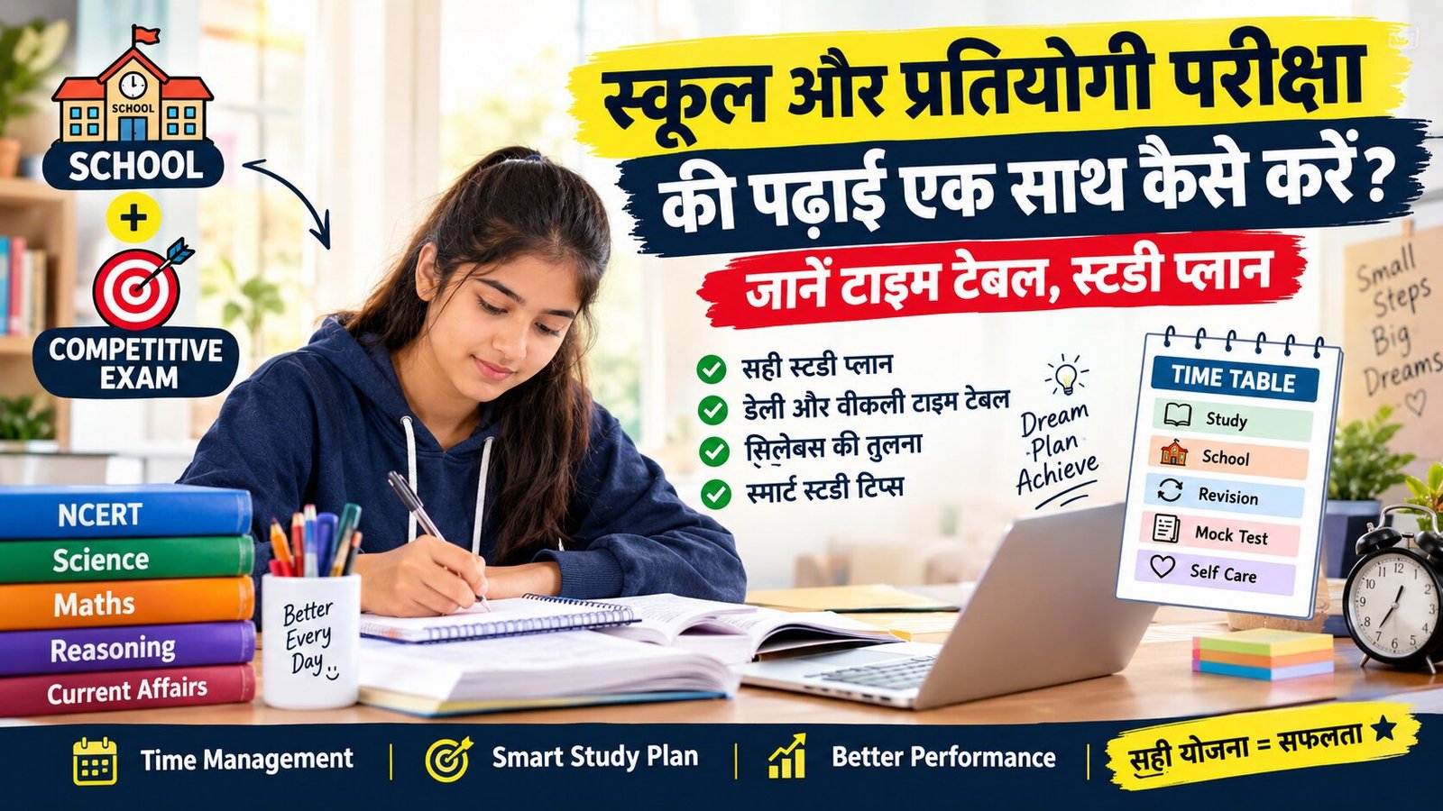 स्कूल और प्रतियोगी परीक्षा की पढ़ाई एक साथ कैसे करें?